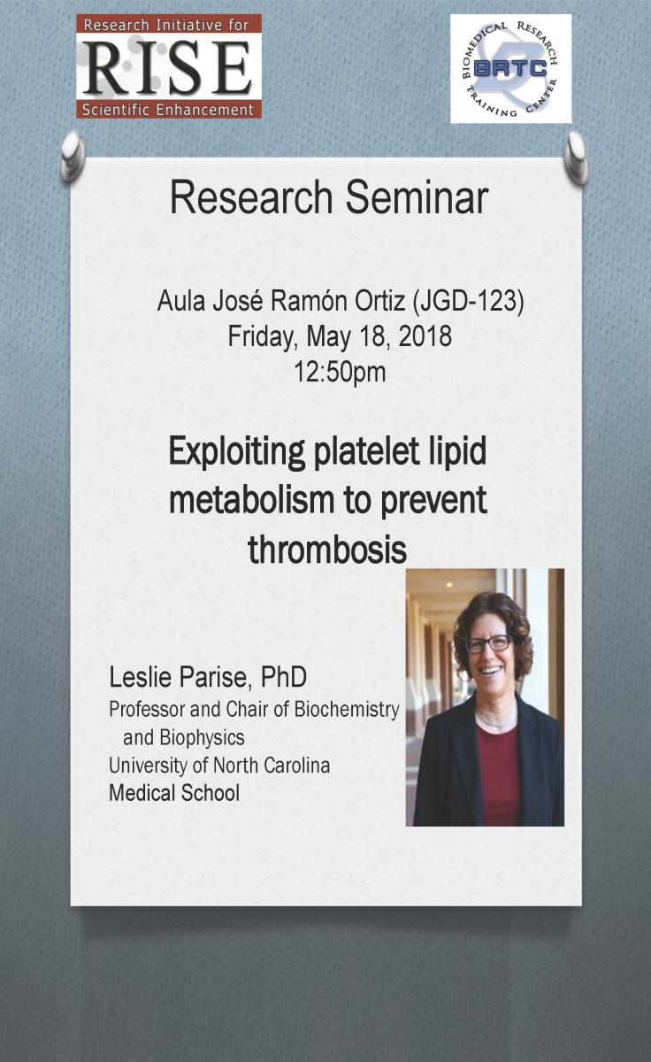 Seminar - Dra. Leslie Parise (18  mayo 2018)